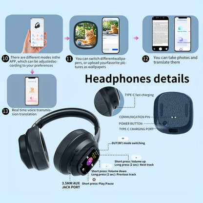 for HYUNDAI HY - X1 PRO AI Translation LCD Touch Global Business Travelers International Meetings 2025 Trendy Headphones