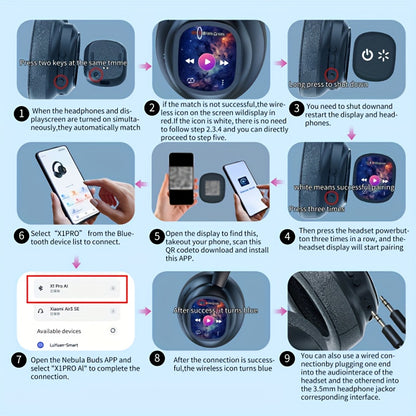 for HYUNDAI HY - X1 PRO AI Translation LCD Touch Global Business Travelers International Meetings 2025 Trendy Headphones