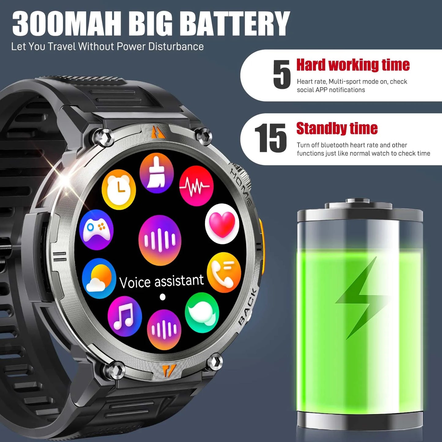 EIGIIS KE3 Smartwatch with Bluetooth Calling and Heart Rate Monitor