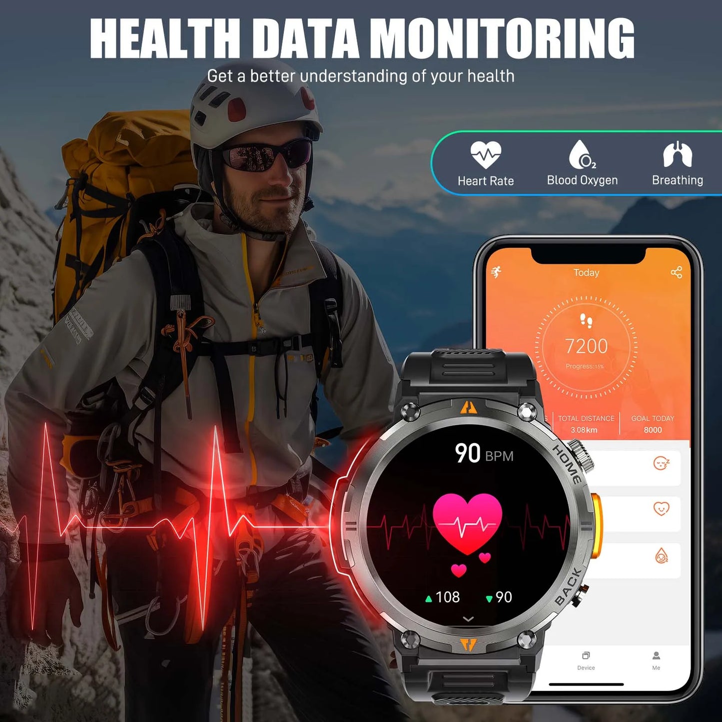 EIGIIS KE3 Smartwatch with Bluetooth Calling and Heart Rate Monitor