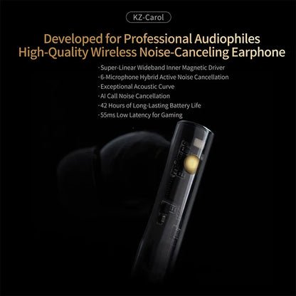 KZ Carol TWS Earphone 6 MIC Active Noise Canceling True Wireless  waterproof Bluetooth 5.3  Stereo Earbuds