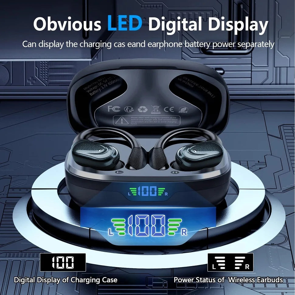 Sport Earhook Wireless Earbuds (Bluetooth 5.3) with Mic & Buttons comfort that lasts