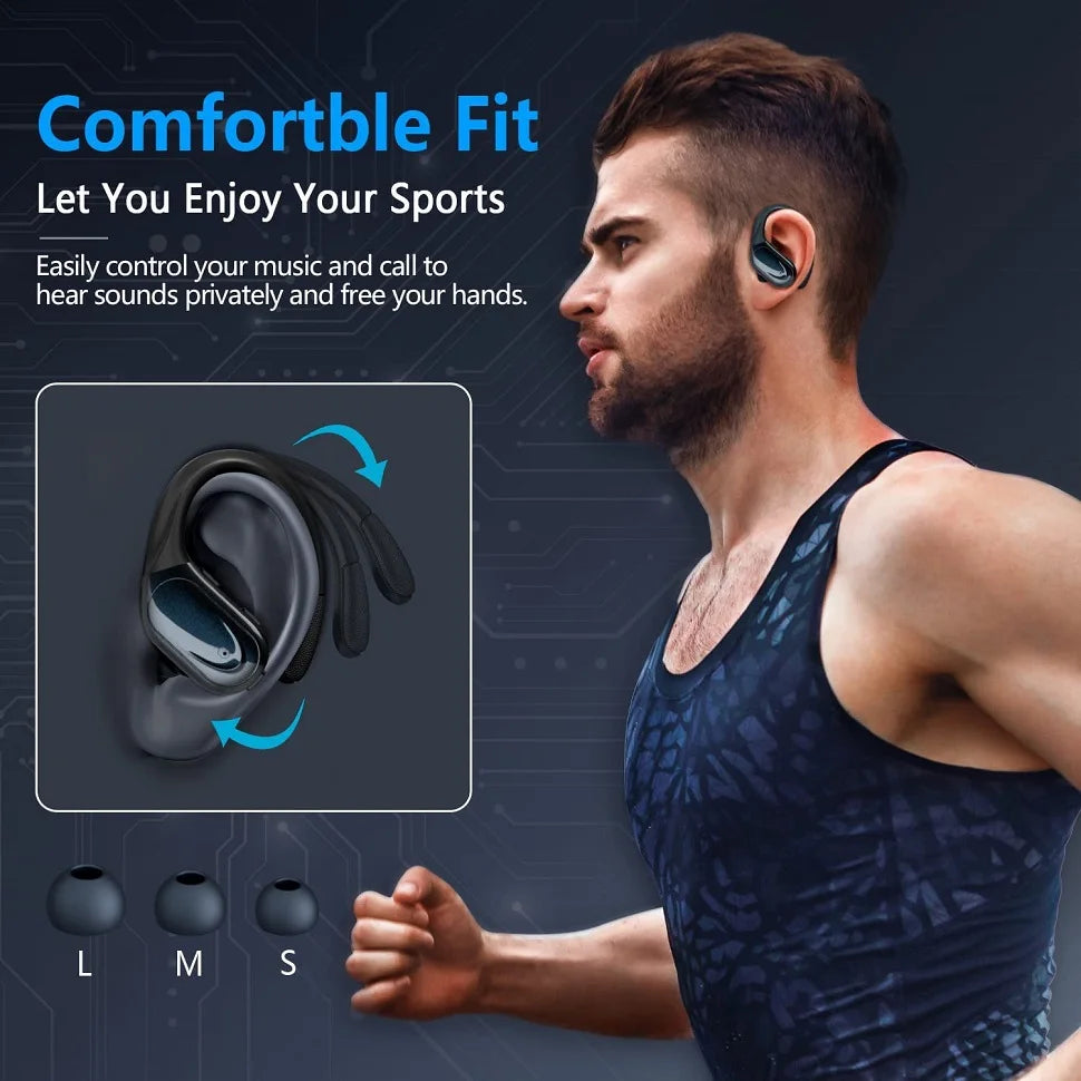 Sport Earhook Wireless Earbuds (Bluetooth 5.3) with Mic & Buttons comfort that lasts